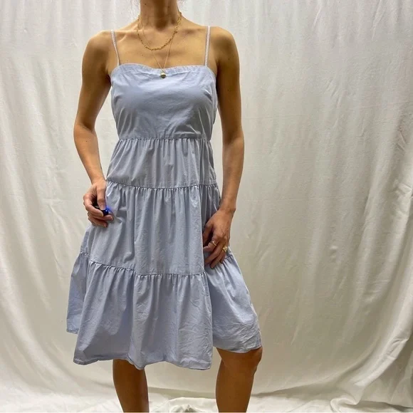 Gap tiered midi dress size 4 cotton blue Summer beach vacation fit and flare - Picture 9 of 14